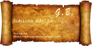 Gubicza Béla névjegykártya